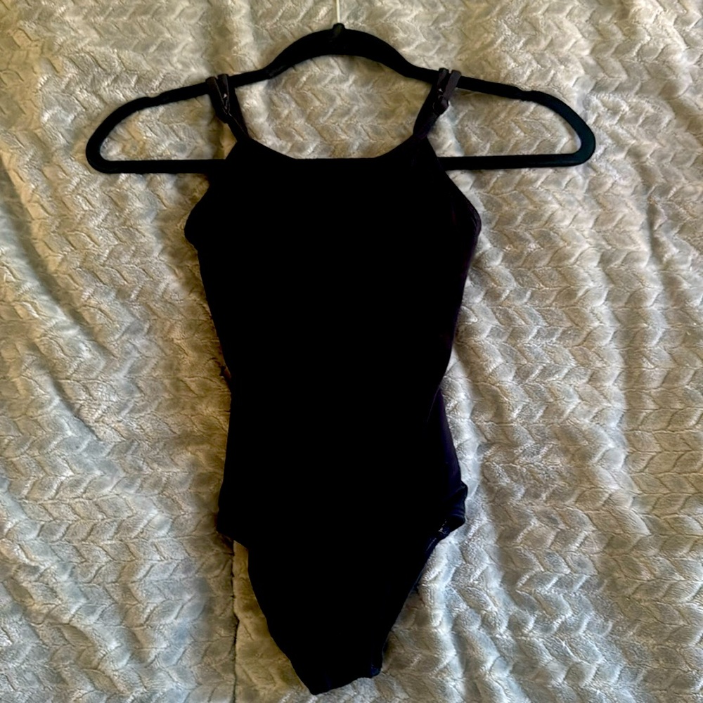 Black dance gymnastics leotard bodysuit